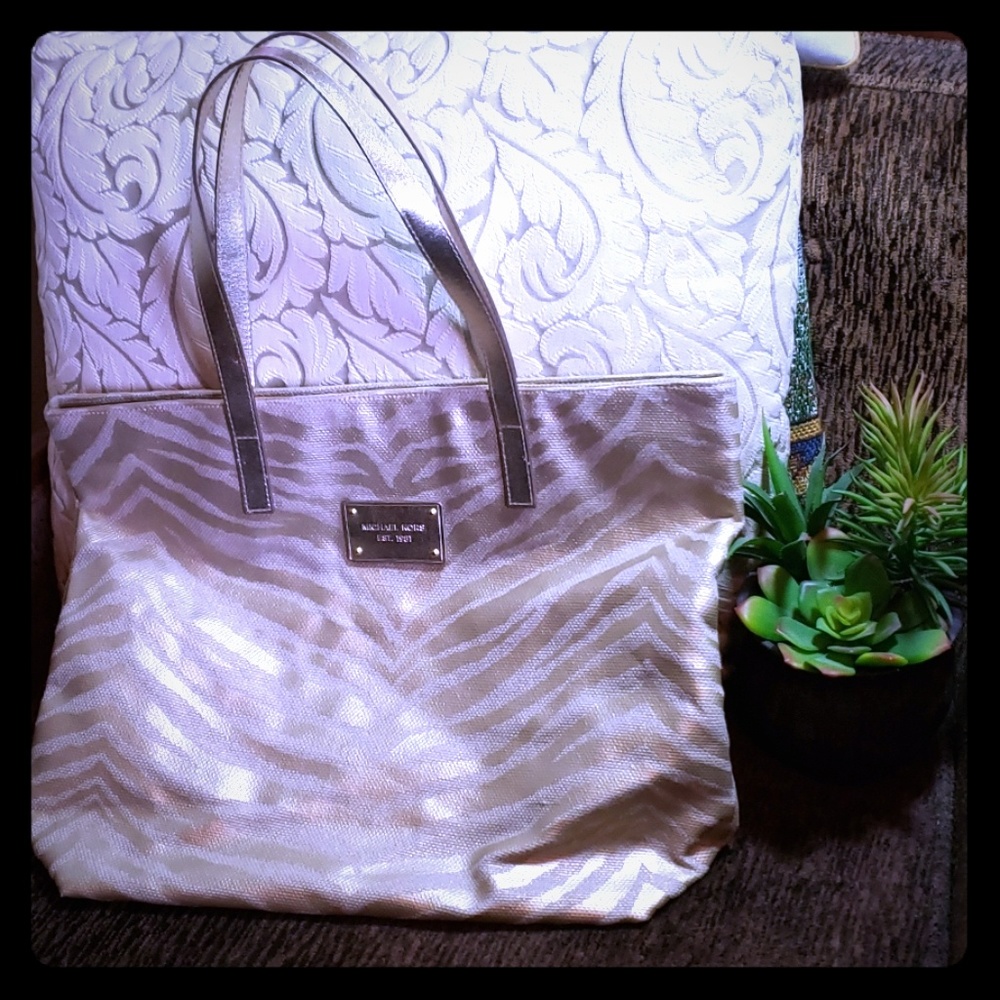 Michael Kors gold canvas tote